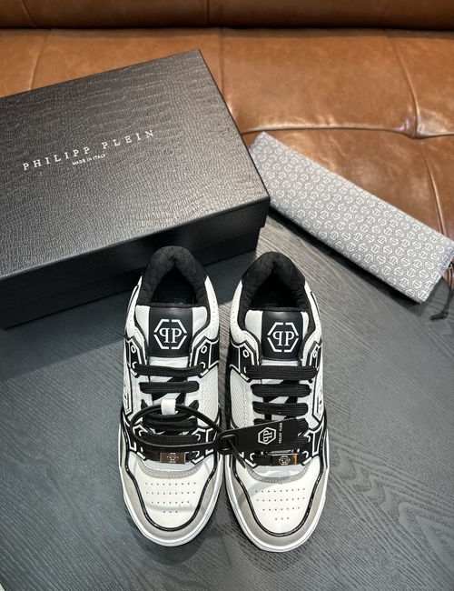 Philipp Plein Mixed Leather Low-top Sneakers With Logo
