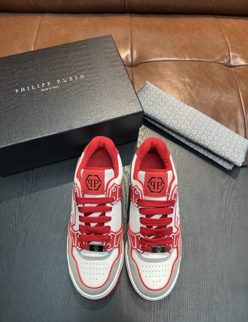 Philipp Plein Mixed Leather Low-top Sneakers With Logo