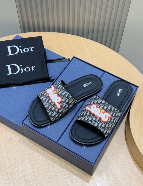 Christian Dior CD Alias Cowhide Slippers Oblique Printed Sole