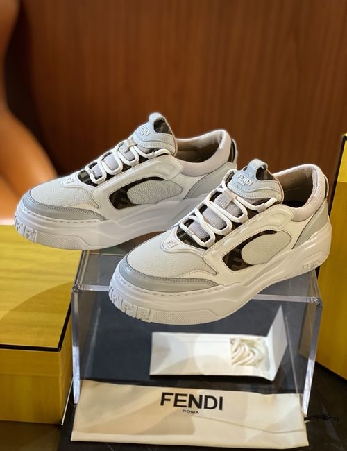 Fendi Force Low-top Embroidered Cow Leather Shoes