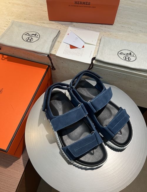 Hermes Electric Sandals Calfskin Suede Comfortable Sole