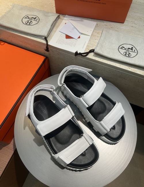 Hermes Electric Sandals Calfskin Suede Comfortable Sole
