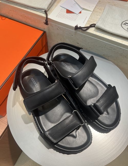 Hermes Electric Sandals Calfskin Suede Comfortable Sole