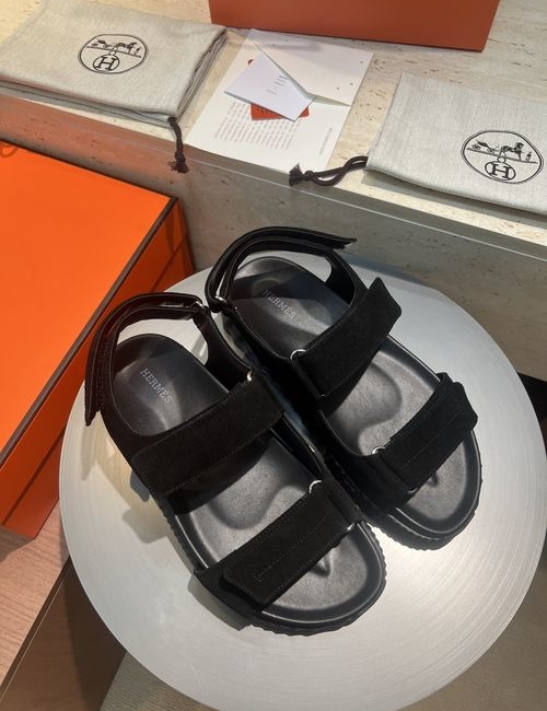 Hermes Electric Sandals Calfskin Suede Comfortable Sole