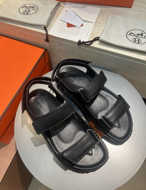 Hermes Electric Sandals Calfskin Suede Comfortable Sole