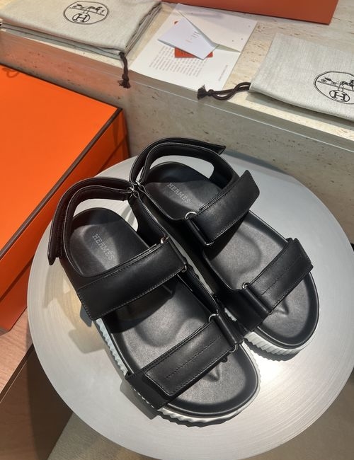 Hermes Electric Sandals Calfskin Suede Comfortable Sole