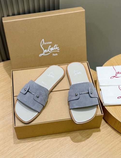 Christian Louboutin Genuine Leather Summer Slide Sandals