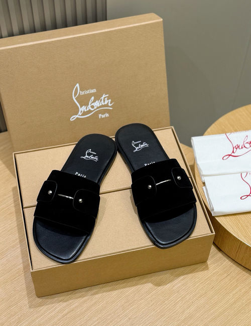 Christian Louboutin Genuine Leather Summer Slide Sandals