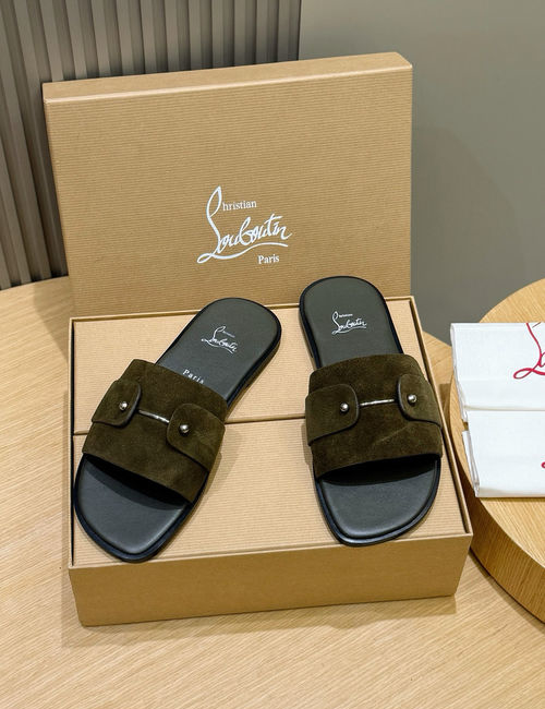 Christian Louboutin Genuine Leather Summer Slide Sandals