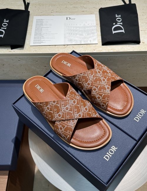 Christian Dior CD Alias Cross Strap Leather Sandals With CD Logo