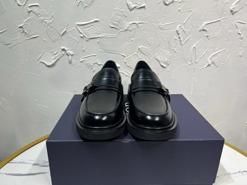 Christian Dior CD Granville Buckle Moccasin Loafers