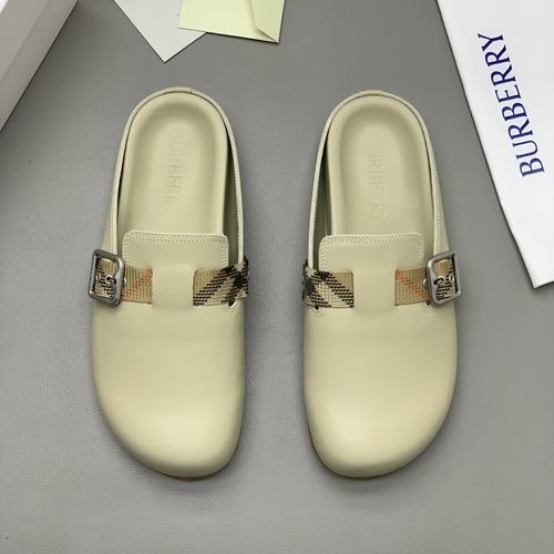 Burberry Calfskin Mules With Check Pattern And B Buckle
