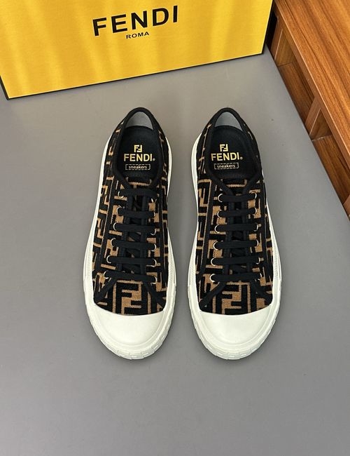 Fendi Match Lace-up Calfskin Sneakers