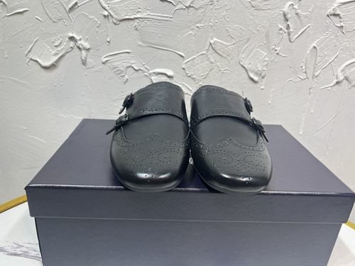Prada Derby Double Buckle Monk Shoes Leather Sole