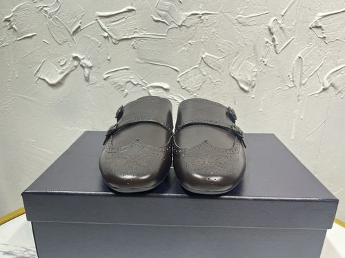 Prada Derby Double Buckle Monk Shoes Leather Sole