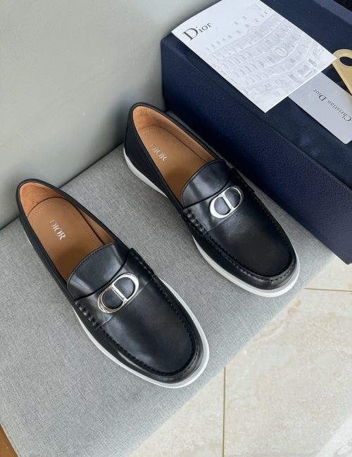 Christian Dior CD Casual Leather Shoes Stitched Detail Rubber Outsole Cowhide Lining