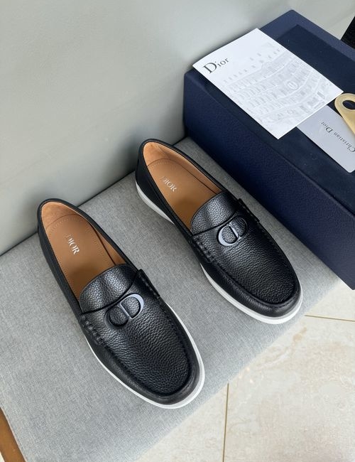 Christian Dior CD Casual Leather Shoes Stitched Detail Rubber Outsole Cowhide Lining