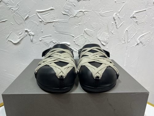 Rick Owens Cross Lace Round Toe Slippers With Original Packaging