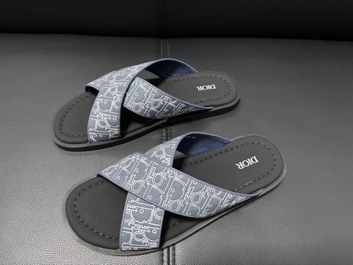 Christian Dior CD Alias Leather Slippers With Logo Detail