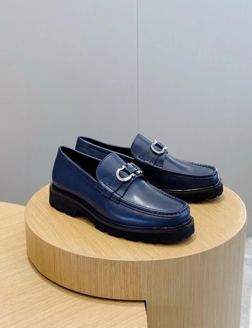 Ferragamo Brushed Leather Derby Shoes With Brogue Details