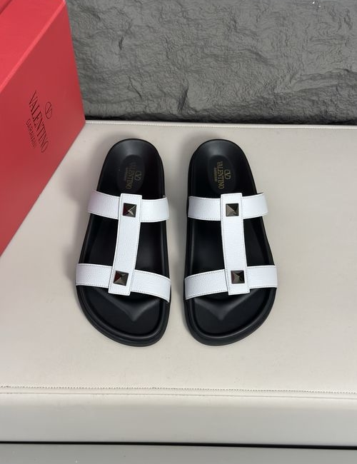Valentino Cowhide Slippers With Non-slip Rubber Sole