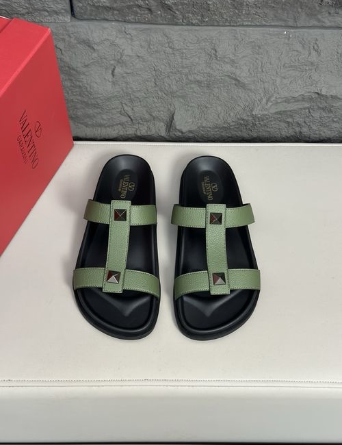 Valentino Cowhide Slippers With Non-slip Rubber Sole