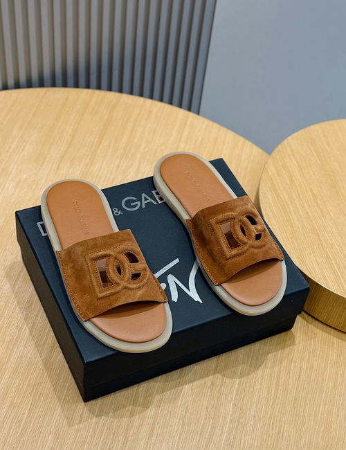 Dolce & Gabbana DG Cowhide Logo Slippers
