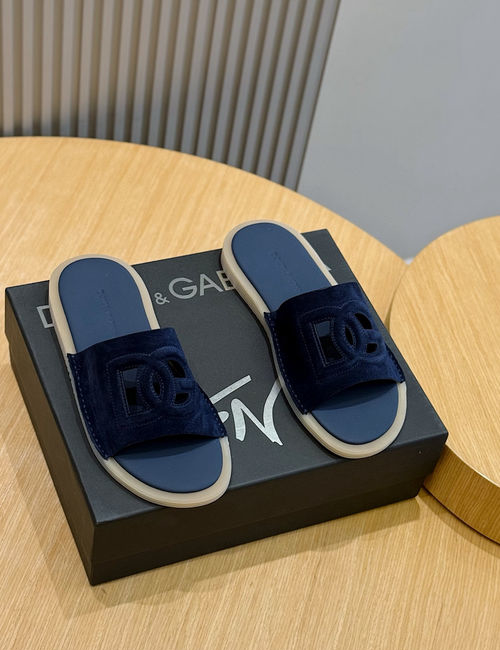 Dolce & Gabbana DG Cowhide Logo Slippers