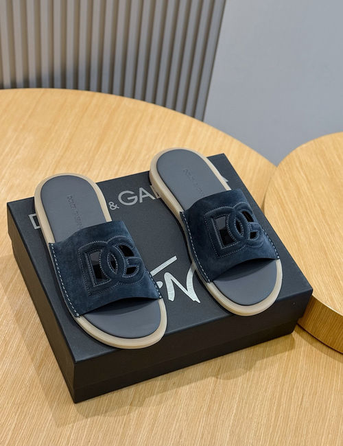 Dolce & Gabbana DG Cowhide Logo Slippers