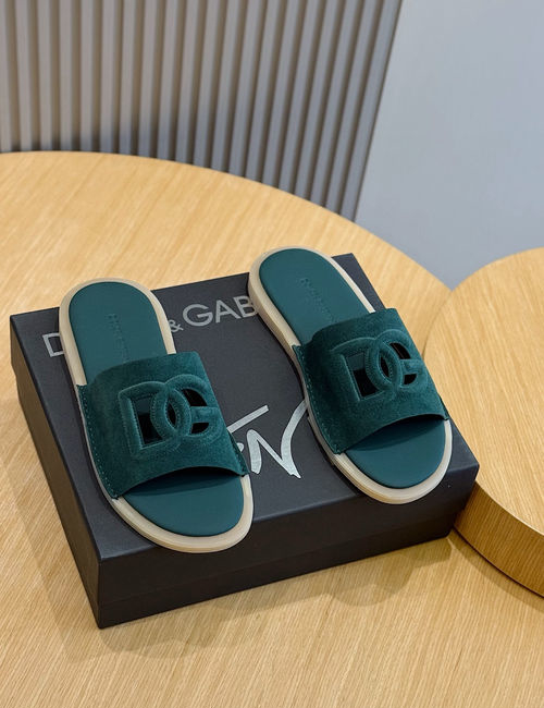 Dolce & Gabbana DG Cowhide Logo Slippers