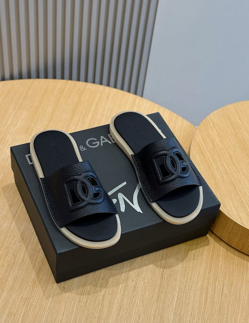 Dolce & Gabbana DG Cowhide Logo Slippers