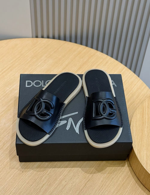 Dolce & Gabbana DG Cowhide Logo Slippers