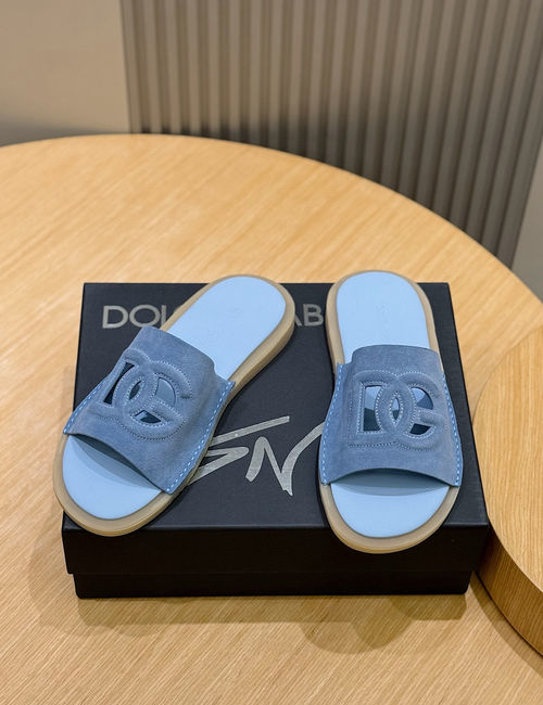 Dolce & Gabbana DG Cowhide Logo Slippers