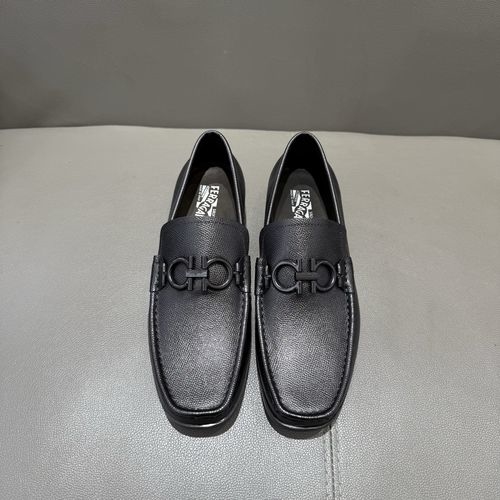 Ferragamo Classic Moccasin With Black Gancini Buckle