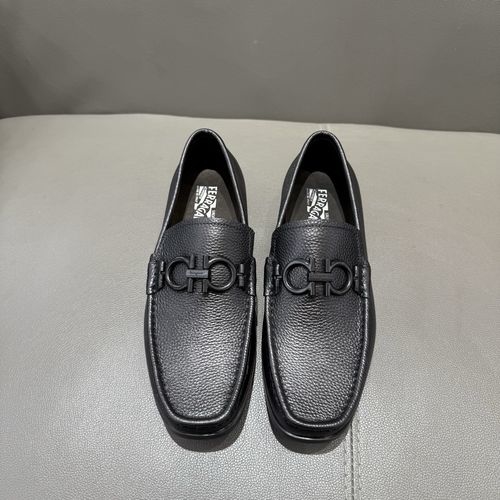 Ferragamo Classic Moccasin With Black Gancini Buckle