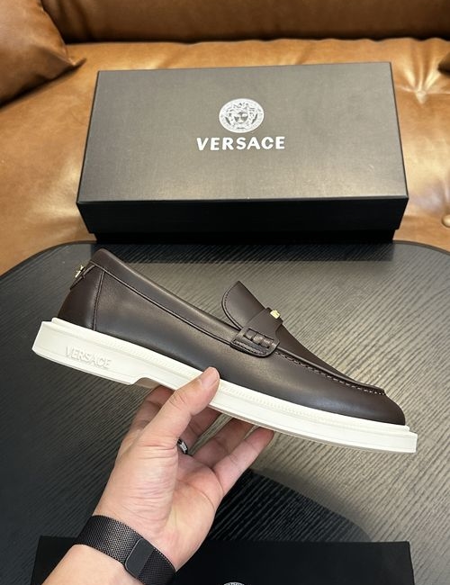 Versace Leather Casual Sneakers With Rubber Sole
