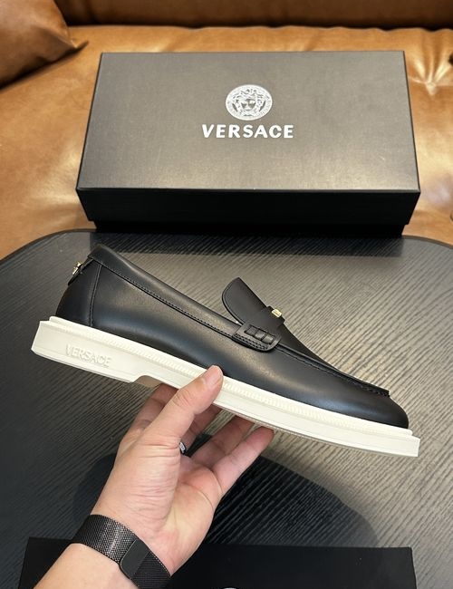 Versace Leather Casual Sneakers With Rubber Sole
