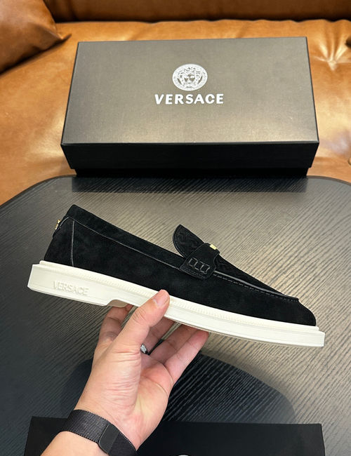 Versace Leather Casual Sneakers With Rubber Sole