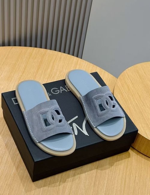 Dolce & Gabbana DG Cowhide Logo Slippers