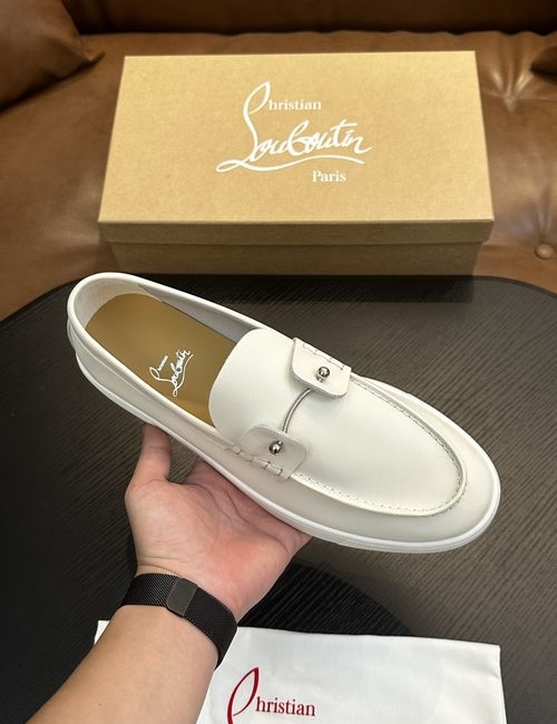 Christian Louboutin Italian Handmade Leather Casual Shoes With Rubber Sole