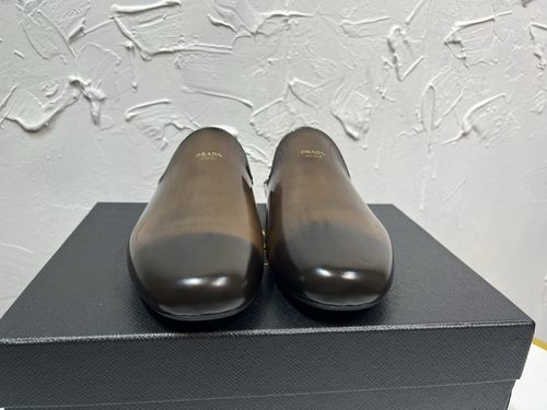 Prada Derby Cutout Leather Mules