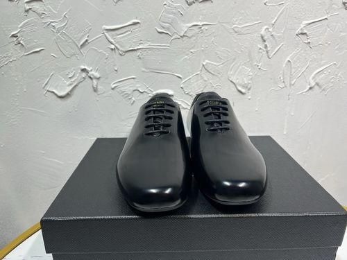 Prada Shuffle Double Buckle Monk Leather Shoes