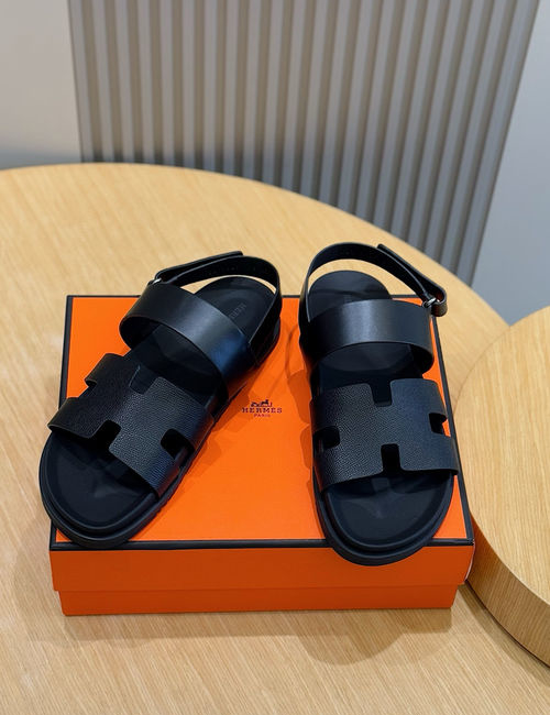 Hermes Chypre Leather Sandals With Non-slip Sole
