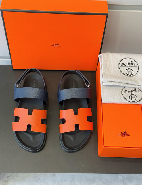 Hermes Chypre Leather Sandals With Non-slip Sole