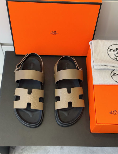 Hermes Chypre Leather Sandals With Non-slip Sole