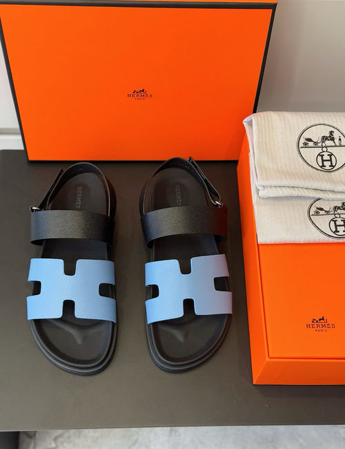 Hermes Chypre Leather Sandals With Non-slip Sole