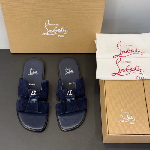 Christian Louboutin Genuine Leather Summer Slide Sandals