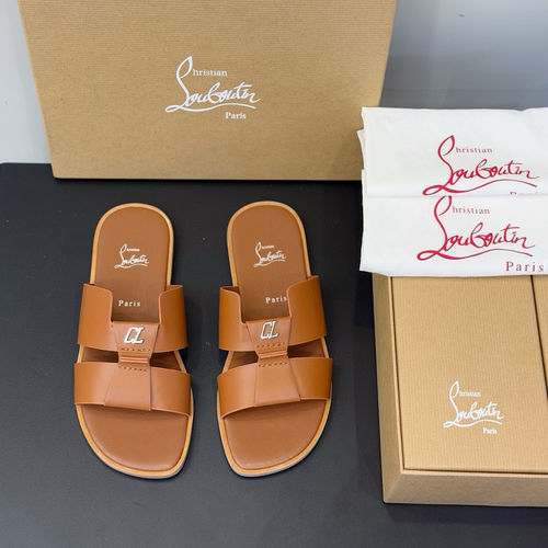 Christian Louboutin Genuine Leather Summer Slide Sandals