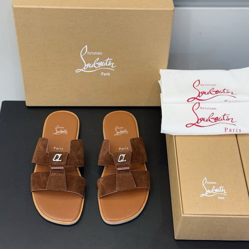 Christian Louboutin Genuine Leather Summer Slide Sandals