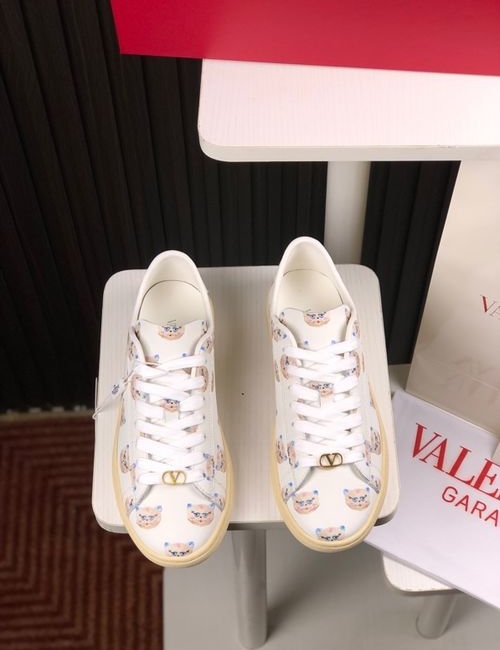 Valentino Printed Low-top Leather Sneakers